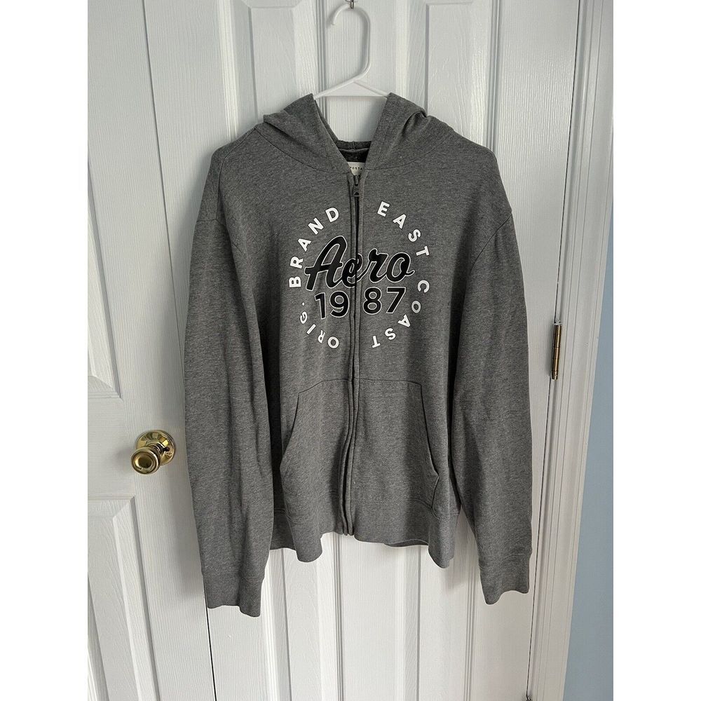 Aeropostale Mens Medium Grey Cotton Full Zip Jacket‎